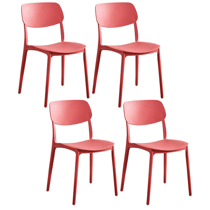 Home Scandinavian Side Chair Stackable Open Back Plastic Dining Room Chair Red 4 Piece Set Clearhalo ' kitchen&dining_furn' 'Dining Chairs' 'Dining Tables & Seating' 'dining_chair' 'furn' 'furn_dining_chair' 'Furniture' 'furniture_dining_chair' 'Kitchen & Dining Furniture' 'kitchen' 3740747