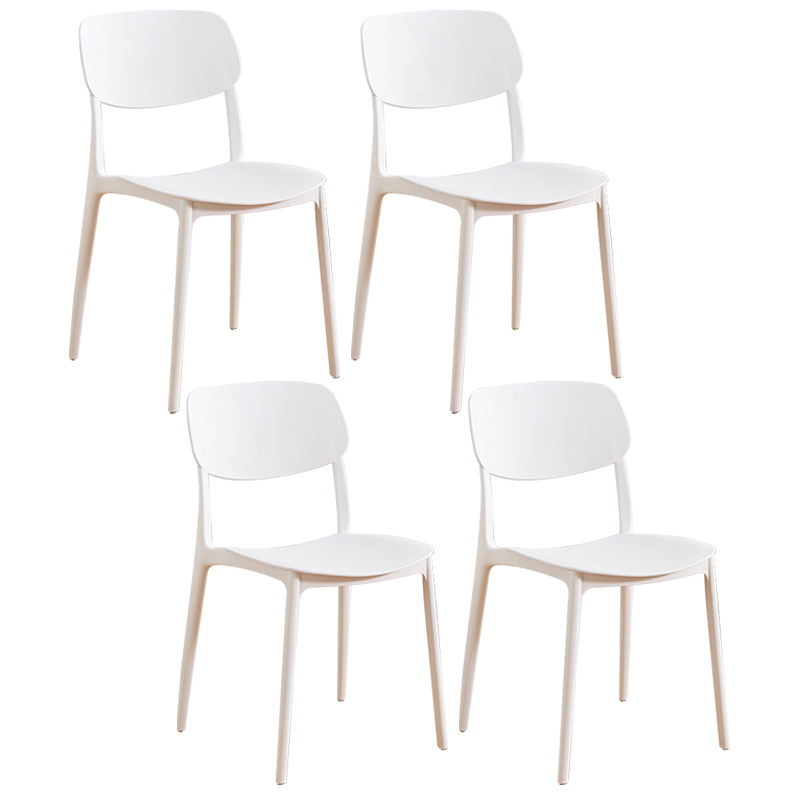 Home Scandinavian Side Chair Stackable Open Back Plastic Dining Room Chair White 4 Piece Set Clearhalo ' kitchen&dining_furn' 'Dining Chairs' 'Dining Tables & Seating' 'dining_chair' 'furn' 'furn_dining_chair' 'Furniture' 'furniture_dining_chair' 'Kitchen & Dining Furniture' 'kitchen' 3740750