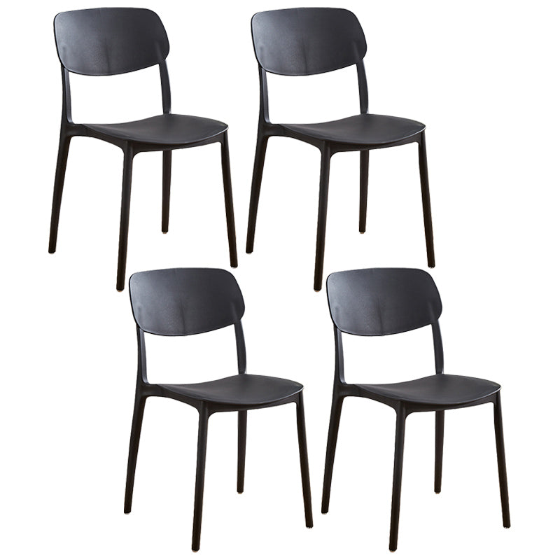Home Scandinavian Side Chair Stackable Open Back Plastic Dining Room Chair Black 4 Piece Set Clearhalo ' kitchen&dining_furn' 'Dining Chairs' 'Dining Tables & Seating' 'dining_chair' 'furn' 'furn_dining_chair' 'Furniture' 'furniture_dining_chair' 'Kitchen & Dining Furniture' 'kitchen' 3740756