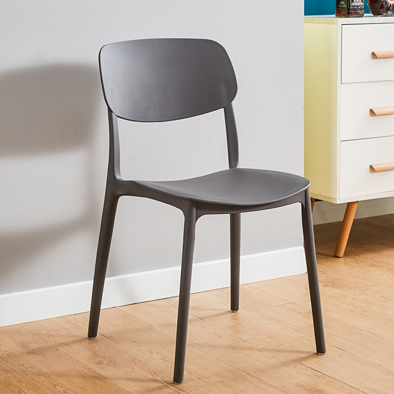 Home Scandinavian Side Chair Stackable Open Back Plastic Dining Room Chair Grey 1 Piece Clearhalo ' kitchen&dining_furn' 'Dining Chairs' 'Dining Tables & Seating' 'dining_chair' 'furn' 'furn_dining_chair' 'Furniture' 'furniture_dining_chair' 'Kitchen & Dining Furniture' 'kitchen' 3740760