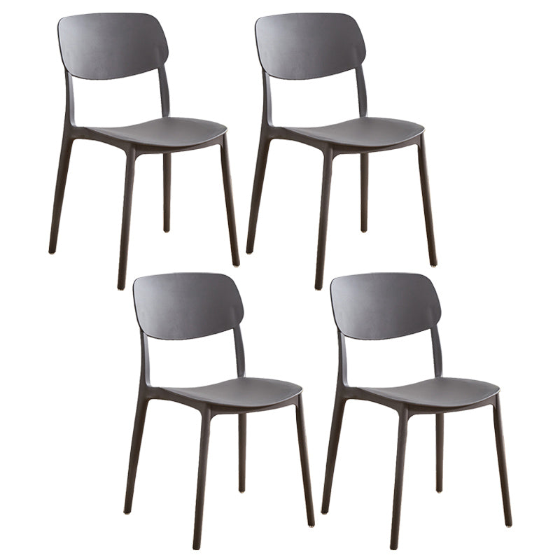 Home Scandinavian Side Chair Stackable Open Back Plastic Dining Room Chair Grey 4 Piece Set Clearhalo ' kitchen&dining_furn' 'Dining Chairs' 'Dining Tables & Seating' 'dining_chair' 'furn' 'furn_dining_chair' 'Furniture' 'furniture_dining_chair' 'Kitchen & Dining Furniture' 'kitchen' 3740762
