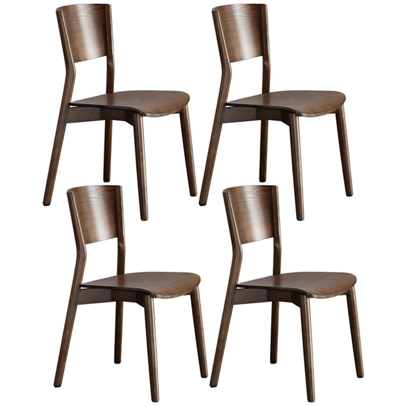Modern Kitchen Wooden Dining Chair Open Back Dining Side Armless Chair Walnut 4 Piece Set Clearhalo ' kitchen&dining_furn' 'Dining Chairs' 'Dining Tables & Seating' 'dining_chair' 'furn' 'furn_dining_chair' 'Furniture' 'furniture_dining_chair' 'Kitchen & Dining Furniture' 'kitchen' 3740773