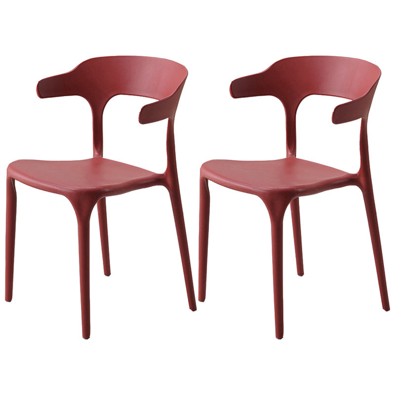 Home Stackable Contemporary Arm Chair Open Back Plastic Dining Room Chair Red 2 Piece Set Clearhalo ' kitchen&dining_furn' 'Dining Chairs' 'Dining Tables & Seating' 'dining_chair' 'furn' 'furn_dining_chair' 'Furniture' 'furniture_dining_chair' 'Kitchen & Dining Furniture' 'kitchen' 3740778