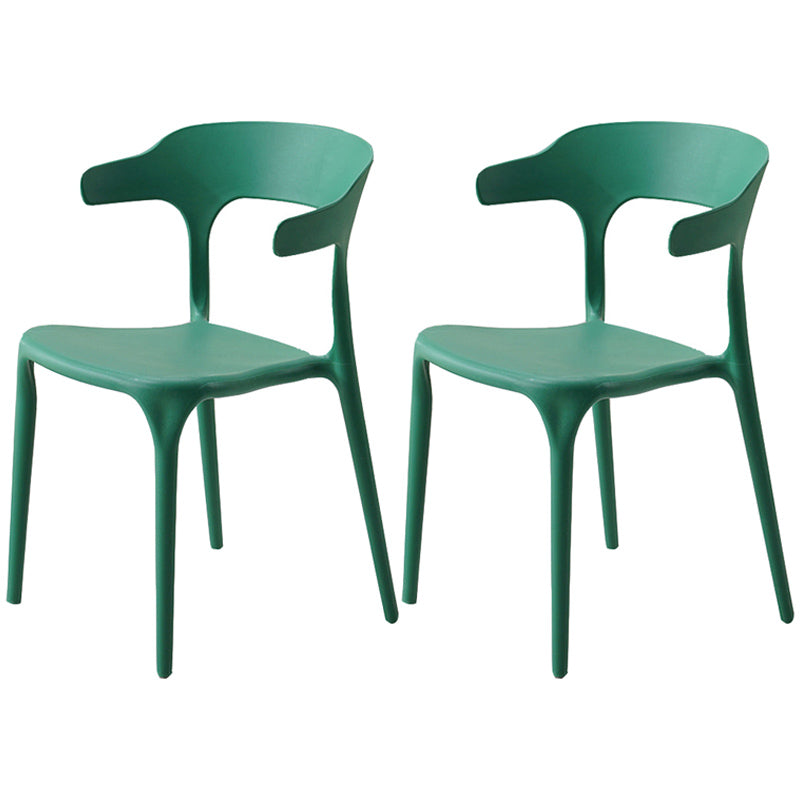 Home Stackable Contemporary Arm Chair Open Back Plastic Dining Room Chair Green 2 Piece Set Clearhalo ' kitchen&dining_furn' 'Dining Chairs' 'Dining Tables & Seating' 'dining_chair' 'furn' 'furn_dining_chair' 'Furniture' 'furniture_dining_chair' 'Kitchen & Dining Furniture' 'kitchen' 3740783
