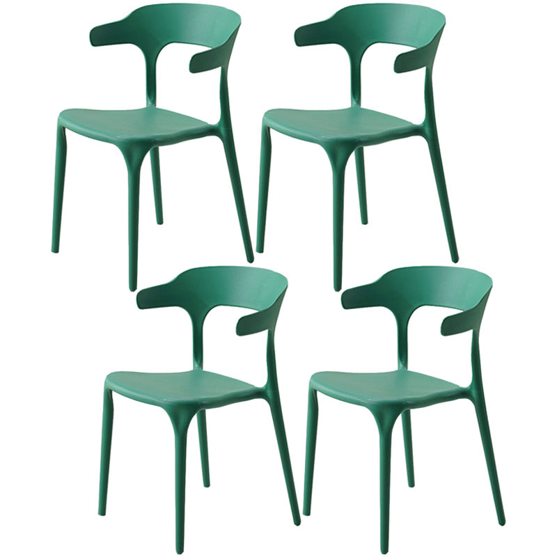Home Stackable Contemporary Arm Chair Open Back Plastic Dining Room Chair Green 4 Piece Set Clearhalo ' kitchen&dining_furn' 'Dining Chairs' 'Dining Tables & Seating' 'dining_chair' 'furn' 'furn_dining_chair' 'Furniture' 'furniture_dining_chair' 'Kitchen & Dining Furniture' 'kitchen' 3740786