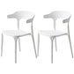 Home Stackable Contemporary Arm Chair Open Back Plastic Dining Room Chair White 2 Piece Set Clearhalo ' kitchen&dining_furn' 'Dining Chairs' 'Dining Tables & Seating' 'dining_chair' 'furn' 'furn_dining_chair' 'Furniture' 'furniture_dining_chair' 'Kitchen & Dining Furniture' 'kitchen' 3740789