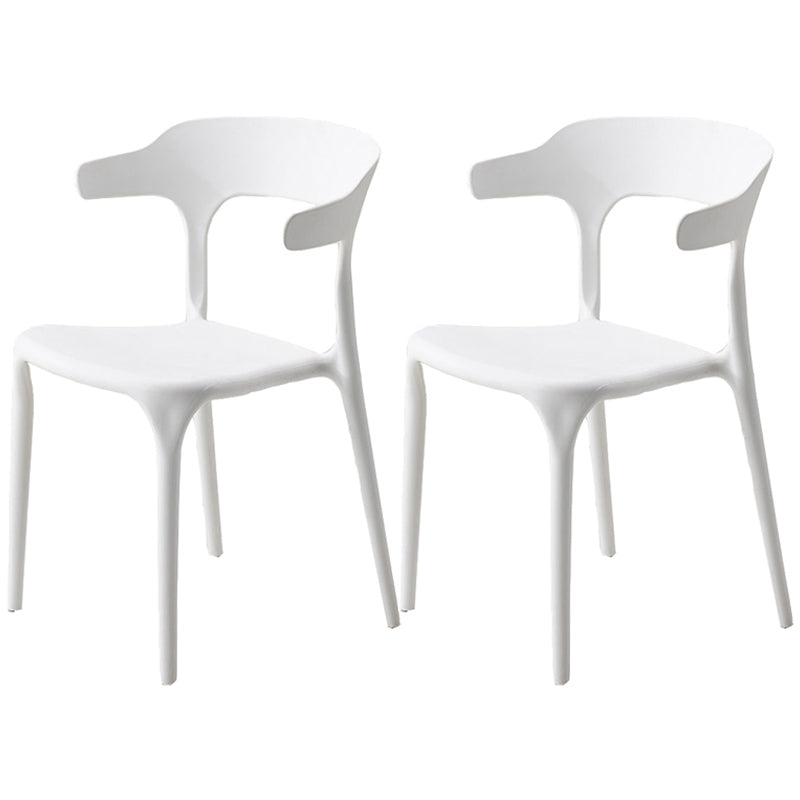 Home Stackable Contemporary Arm Chair Open Back Plastic Dining Room Chair White 2 Piece Set Clearhalo ' kitchen&dining_furn' 'Dining Chairs' 'Dining Tables & Seating' 'dining_chair' 'furn' 'furn_dining_chair' 'Furniture' 'furniture_dining_chair' 'Kitchen & Dining Furniture' 'kitchen' 3740789