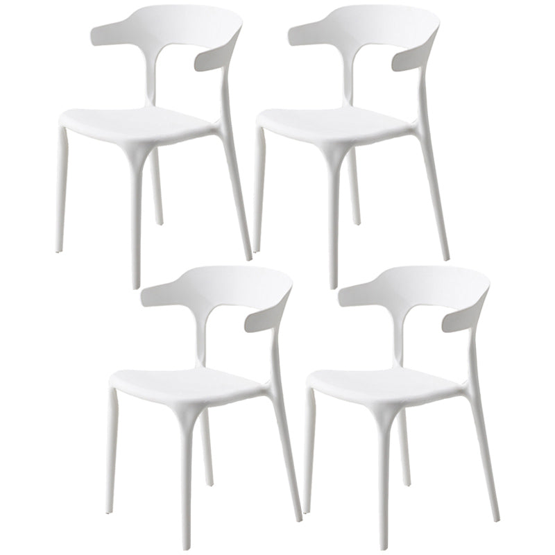 Home Stackable Contemporary Arm Chair Open Back Plastic Dining Room Chair White 4 Piece Set Clearhalo ' kitchen&dining_furn' 'Dining Chairs' 'Dining Tables & Seating' 'dining_chair' 'furn' 'furn_dining_chair' 'Furniture' 'furniture_dining_chair' 'Kitchen & Dining Furniture' 'kitchen' 3740791