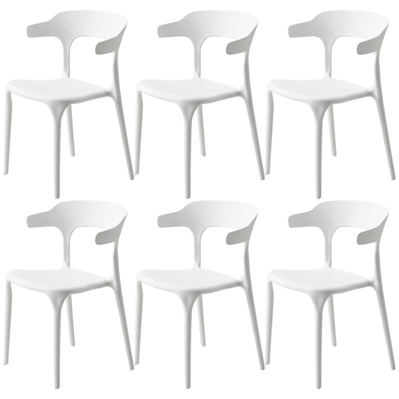 Home Stackable Contemporary Arm Chair Open Back Plastic Dining Room Chair White 6 Piece Set Clearhalo ' kitchen&dining_furn' 'Dining Chairs' 'Dining Tables & Seating' 'dining_chair' 'furn' 'furn_dining_chair' 'Furniture' 'furniture_dining_chair' 'Kitchen & Dining Furniture' 'kitchen' 3740793