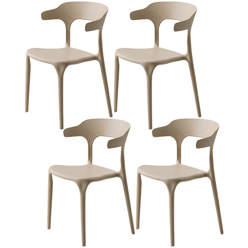 Home Stackable Contemporary Arm Chair Open Back Plastic Dining Room Chair Camel 4 Piece Set Clearhalo ' kitchen&dining_furn' 'Dining Chairs' 'Dining Tables & Seating' 'dining_chair' 'furn' 'furn_dining_chair' 'Furniture' 'furniture_dining_chair' 'Kitchen & Dining Furniture' 'kitchen' 3740797