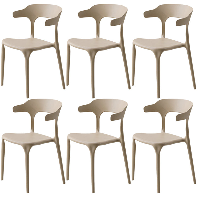 Home Stackable Contemporary Arm Chair Open Back Plastic Dining Room Chair Camel 6 Piece Set Clearhalo ' kitchen&dining_furn' 'Dining Chairs' 'Dining Tables & Seating' 'dining_chair' 'furn' 'furn_dining_chair' 'Furniture' 'furniture_dining_chair' 'Kitchen & Dining Furniture' 'kitchen' 3740800