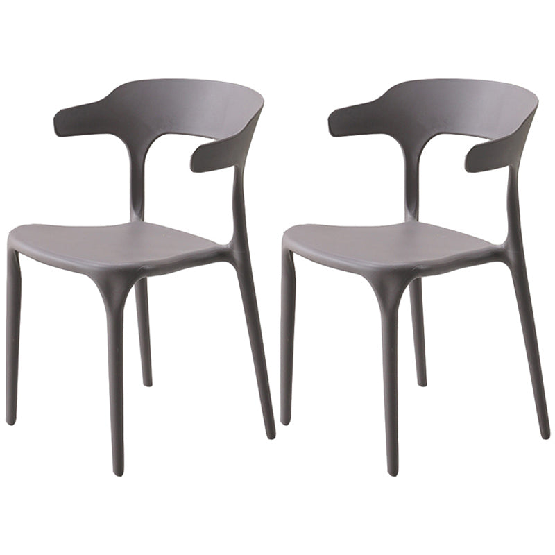 Home Stackable Contemporary Arm Chair Open Back Plastic Dining Room Chair Dark Gray 2 Piece Set Clearhalo ' kitchen&dining_furn' 'Dining Chairs' 'Dining Tables & Seating' 'dining_chair' 'furn' 'furn_dining_chair' 'Furniture' 'furniture_dining_chair' 'Kitchen & Dining Furniture' 'kitchen' 3740802