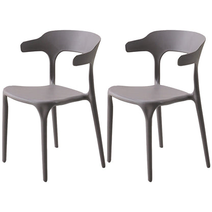 Home Stackable Contemporary Arm Chair Open Back Plastic Dining Room Chair Dark Gray 2 Piece Set Clearhalo ' kitchen&dining_furn' 'Dining Chairs' 'Dining Tables & Seating' 'dining_chair' 'furn' 'furn_dining_chair' 'Furniture' 'furniture_dining_chair' 'Kitchen & Dining Furniture' 'kitchen' 3740802