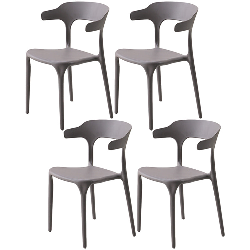 Home Stackable Contemporary Arm Chair Open Back Plastic Dining Room Chair Dark Gray 4 Piece Set Clearhalo ' kitchen&dining_furn' 'Dining Chairs' 'Dining Tables & Seating' 'dining_chair' 'furn' 'furn_dining_chair' 'Furniture' 'furniture_dining_chair' 'Kitchen & Dining Furniture' 'kitchen' 3740804