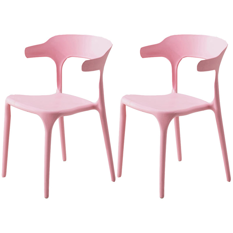 Home Stackable Contemporary Arm Chair Open Back Plastic Dining Room Chair Pink 2 Piece Set Clearhalo ' kitchen&dining_furn' 'Dining Chairs' 'Dining Tables & Seating' 'dining_chair' 'furn' 'furn_dining_chair' 'Furniture' 'furniture_dining_chair' 'Kitchen & Dining Furniture' 'kitchen' 3740806