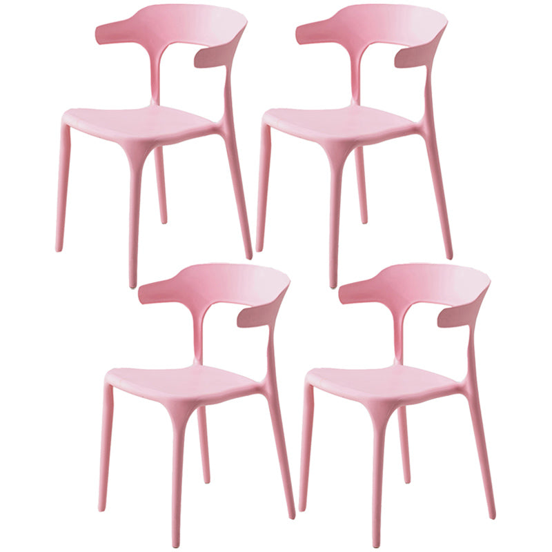 Home Stackable Contemporary Arm Chair Open Back Plastic Dining Room Chair Pink 4 Piece Set Clearhalo ' kitchen&dining_furn' 'Dining Chairs' 'Dining Tables & Seating' 'dining_chair' 'furn' 'furn_dining_chair' 'Furniture' 'furniture_dining_chair' 'Kitchen & Dining Furniture' 'kitchen' 3740807