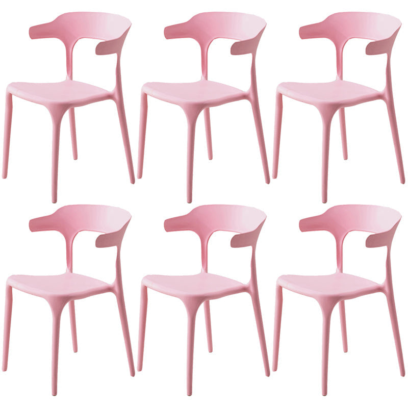 Home Stackable Contemporary Arm Chair Open Back Plastic Dining Room Chair Pink 6 Piece Set Clearhalo ' kitchen&dining_furn' 'Dining Chairs' 'Dining Tables & Seating' 'dining_chair' 'furn' 'furn_dining_chair' 'Furniture' 'furniture_dining_chair' 'Kitchen & Dining Furniture' 'kitchen' 3740808