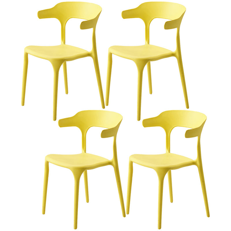 Home Stackable Contemporary Arm Chair Open Back Plastic Dining Room Chair Yellow 4 Piece Set Clearhalo ' kitchen&dining_furn' 'Dining Chairs' 'Dining Tables & Seating' 'dining_chair' 'furn' 'furn_dining_chair' 'Furniture' 'furniture_dining_chair' 'Kitchen & Dining Furniture' 'kitchen' 3740810