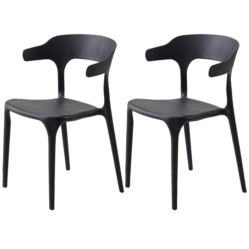 Home Stackable Contemporary Arm Chair Open Back Plastic Dining Room Chair Black 2 Piece Set Clearhalo ' kitchen&dining_furn' 'Dining Chairs' 'Dining Tables & Seating' 'dining_chair' 'furn' 'furn_dining_chair' 'Furniture' 'furniture_dining_chair' 'Kitchen & Dining Furniture' 'kitchen' 3740812