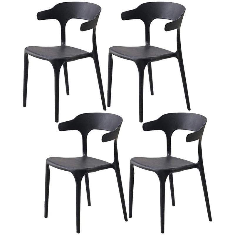 Home Stackable Contemporary Arm Chair Open Back Plastic Dining Room Chair Black 4 Piece Set Clearhalo ' kitchen&dining_furn' 'Dining Chairs' 'Dining Tables & Seating' 'dining_chair' 'furn' 'furn_dining_chair' 'Furniture' 'furniture_dining_chair' 'Kitchen & Dining Furniture' 'kitchen' 3740813