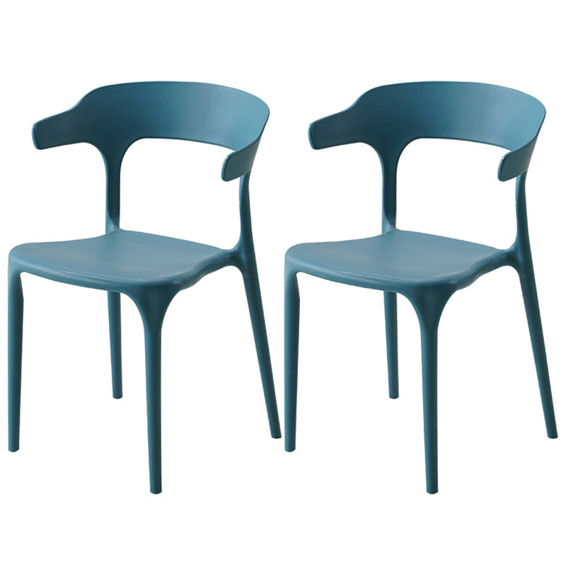 Home Stackable Contemporary Arm Chair Open Back Plastic Dining Room Chair Blue 2 Piece Set Clearhalo ' kitchen&dining_furn' 'Dining Chairs' 'Dining Tables & Seating' 'dining_chair' 'furn' 'furn_dining_chair' 'Furniture' 'furniture_dining_chair' 'Kitchen & Dining Furniture' 'kitchen' 3740815