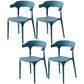 Home Stackable Contemporary Arm Chair Open Back Plastic Dining Room Chair Blue 4 Piece Set Clearhalo ' kitchen&dining_furn' 'Dining Chairs' 'Dining Tables & Seating' 'dining_chair' 'furn' 'furn_dining_chair' 'Furniture' 'furniture_dining_chair' 'Kitchen & Dining Furniture' 'kitchen' 3740816