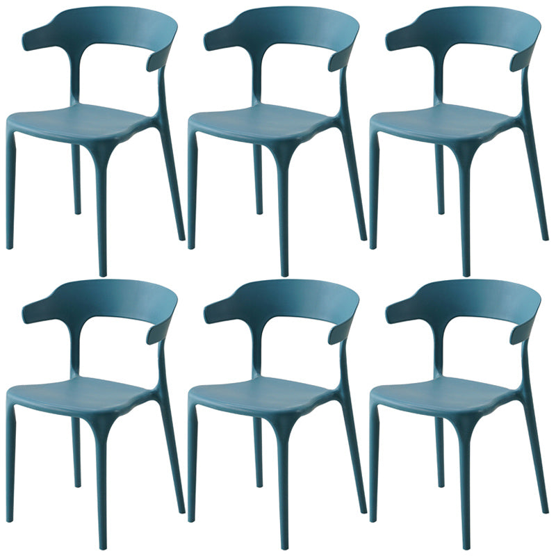 Home Stackable Contemporary Arm Chair Open Back Plastic Dining Room Chair Blue 6 Piece Set Clearhalo ' kitchen&dining_furn' 'Dining Chairs' 'Dining Tables & Seating' 'dining_chair' 'furn' 'furn_dining_chair' 'Furniture' 'furniture_dining_chair' 'Kitchen & Dining Furniture' 'kitchen' 3740817