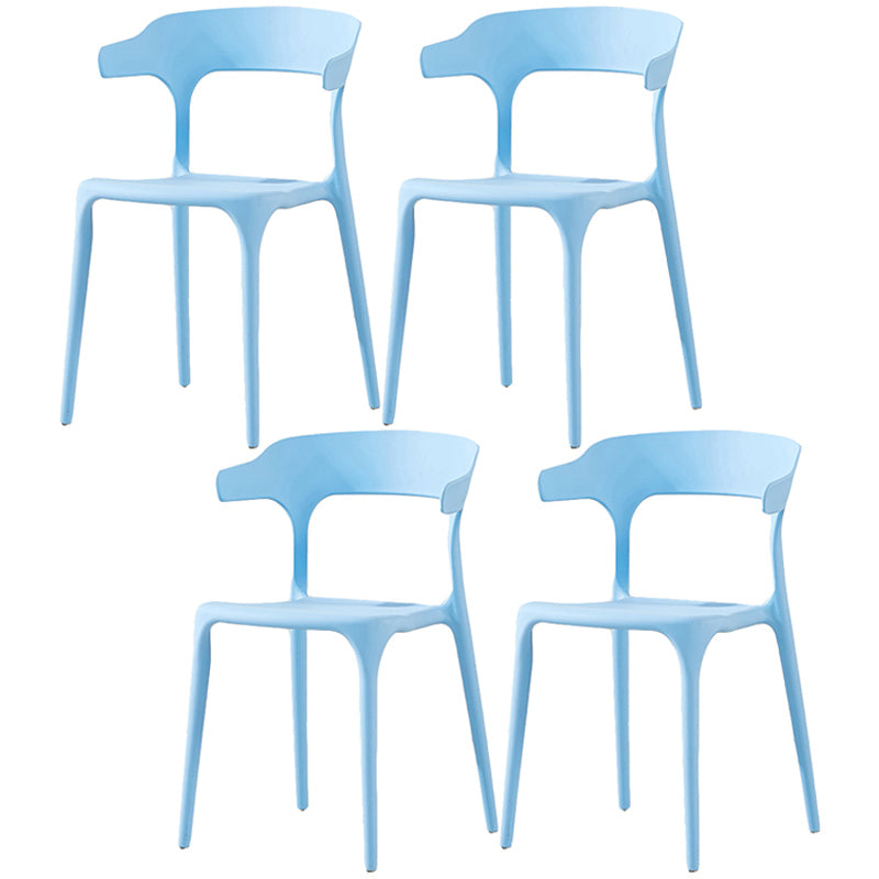 Home Stackable Contemporary Arm Chair Open Back Plastic Dining Room Chair Sky Blue 4 Piece Set Clearhalo ' kitchen&dining_furn' 'Dining Chairs' 'Dining Tables & Seating' 'dining_chair' 'furn' 'furn_dining_chair' 'Furniture' 'furniture_dining_chair' 'Kitchen & Dining Furniture' 'kitchen' 3740819