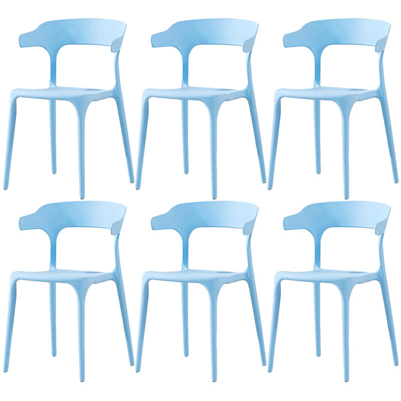 Home Stackable Contemporary Arm Chair Open Back Plastic Dining Room Chair Sky Blue 6 Piece Set Clearhalo ' kitchen&dining_furn' 'Dining Chairs' 'Dining Tables & Seating' 'dining_chair' 'furn' 'furn_dining_chair' 'Furniture' 'furniture_dining_chair' 'Kitchen & Dining Furniture' 'kitchen' 3740820