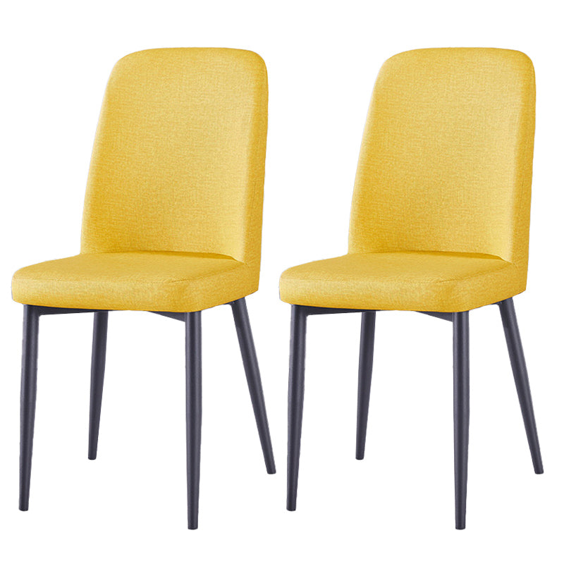 Scandinavian Home Side Chair Upholstered Solid Back Metal Dining Room Chair Yellow 2 Piece Set Black Clearhalo ' kitchen&dining_furn' 'Dining Chairs' 'Dining Tables & Seating' 'dining_chair' 'furn' 'furn_dining_chair' 'Furniture' 'furniture_dining_chair' 'Kitchen & Dining Furniture' 'kitchen' 3740822