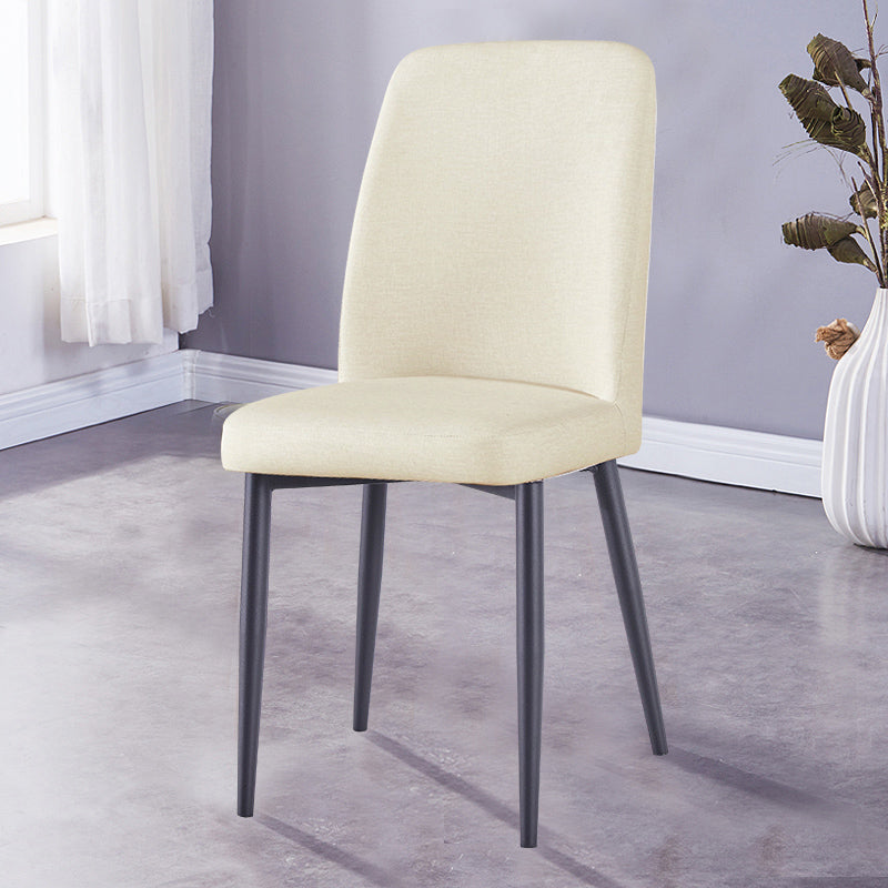 Scandinavian Home Side Chair Upholstered Solid Back Metal Dining Room Chair Off-White 1 Piece Black Clearhalo ' kitchen&dining_furn' 'Dining Chairs' 'Dining Tables & Seating' 'dining_chair' 'furn' 'furn_dining_chair' 'Furniture' 'furniture_dining_chair' 'Kitchen & Dining Furniture' 'kitchen' 3740824
