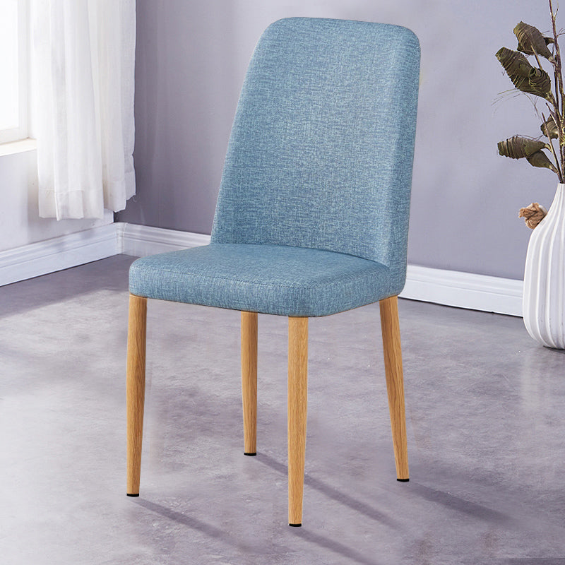 Scandinavian Home Side Chair Upholstered Solid Back Metal Dining Room Chair Blue 1 Piece Natural Wood Clearhalo ' kitchen&dining_furn' 'Dining Chairs' 'Dining Tables & Seating' 'dining_chair' 'furn' 'furn_dining_chair' 'Furniture' 'furniture_dining_chair' 'Kitchen & Dining Furniture' 'kitchen' 3740825