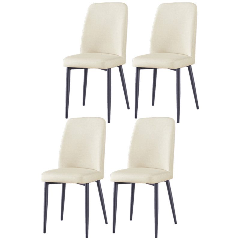 Scandinavian Home Side Chair Upholstered Solid Back Metal Dining Room Chair Off-White 4 Piece Set Black Clearhalo ' kitchen&dining_furn' 'Dining Chairs' 'Dining Tables & Seating' 'dining_chair' 'furn' 'furn_dining_chair' 'Furniture' 'furniture_dining_chair' 'Kitchen & Dining Furniture' 'kitchen' 3740828