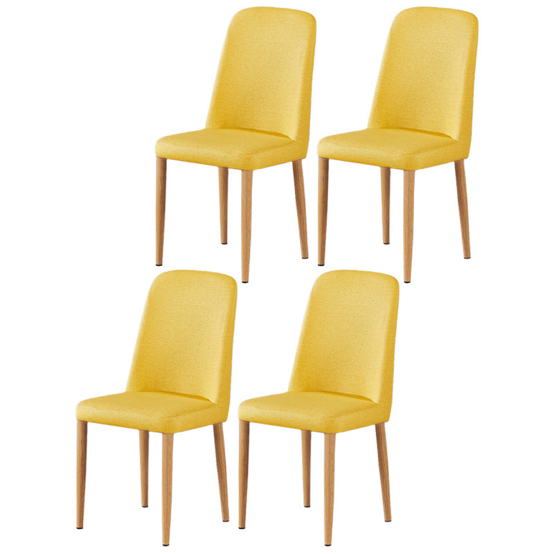 Scandinavian Home Side Chair Upholstered Solid Back Metal Dining Room Chair Yellow 4 Piece Set Natural Wood Clearhalo ' kitchen&dining_furn' 'Dining Chairs' 'Dining Tables & Seating' 'dining_chair' 'furn' 'furn_dining_chair' 'Furniture' 'furniture_dining_chair' 'Kitchen & Dining Furniture' 'kitchen' 3740835