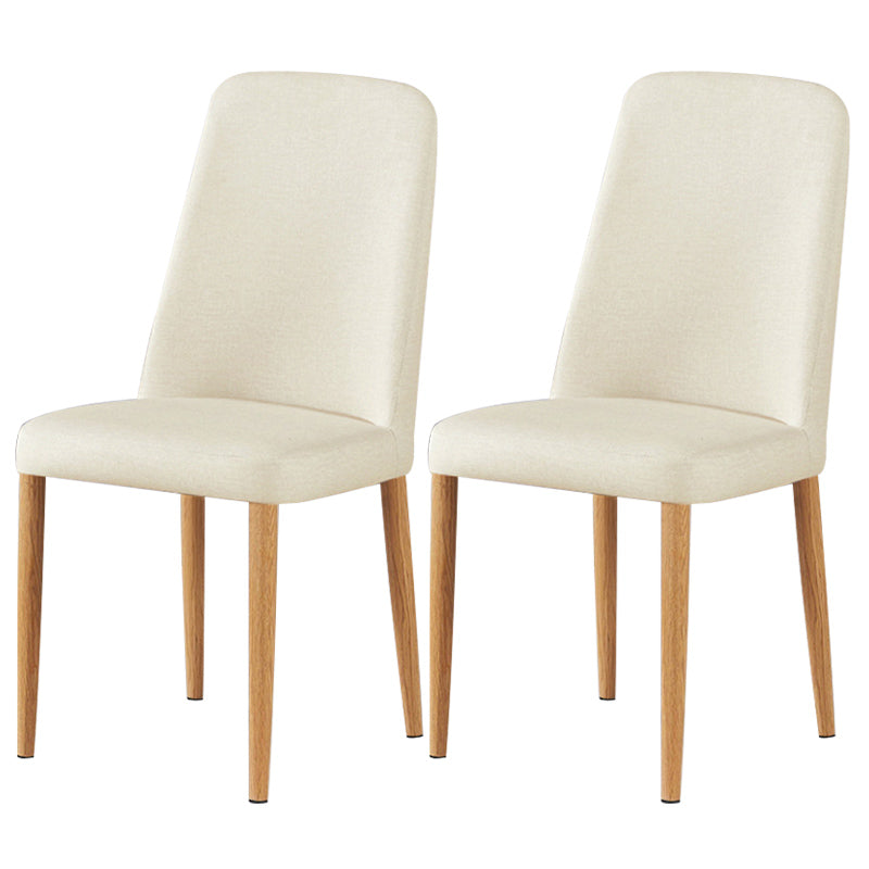 Scandinavian Home Side Chair Upholstered Solid Back Metal Dining Room Chair Off-White 2 Piece Set Natural Wood Clearhalo ' kitchen&dining_furn' 'Dining Chairs' 'Dining Tables & Seating' 'dining_chair' 'furn' 'furn_dining_chair' 'Furniture' 'furniture_dining_chair' 'Kitchen & Dining Furniture' 'kitchen' 3740840