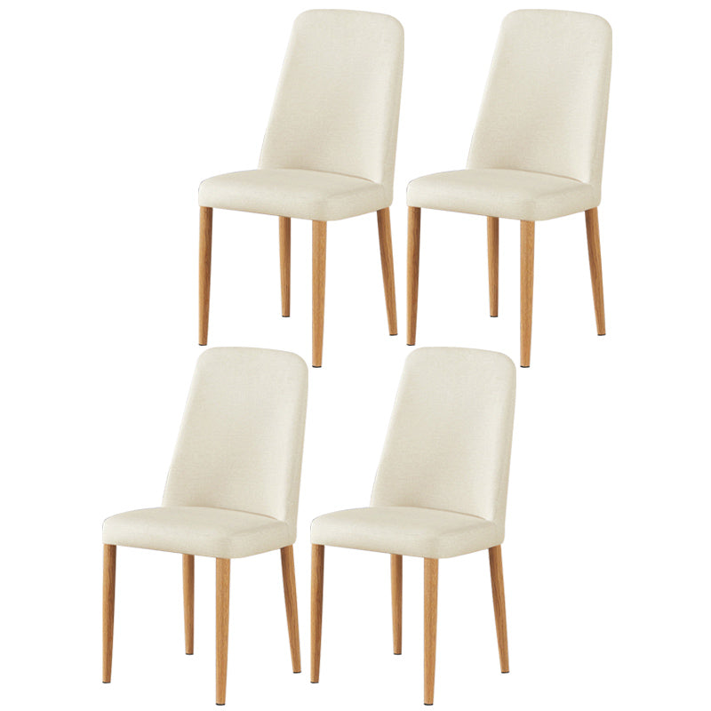 Scandinavian Home Side Chair Upholstered Solid Back Metal Dining Room Chair Off-White 4 Piece Set Natural Wood Clearhalo ' kitchen&dining_furn' 'Dining Chairs' 'Dining Tables & Seating' 'dining_chair' 'furn' 'furn_dining_chair' 'Furniture' 'furniture_dining_chair' 'Kitchen & Dining Furniture' 'kitchen' 3740841