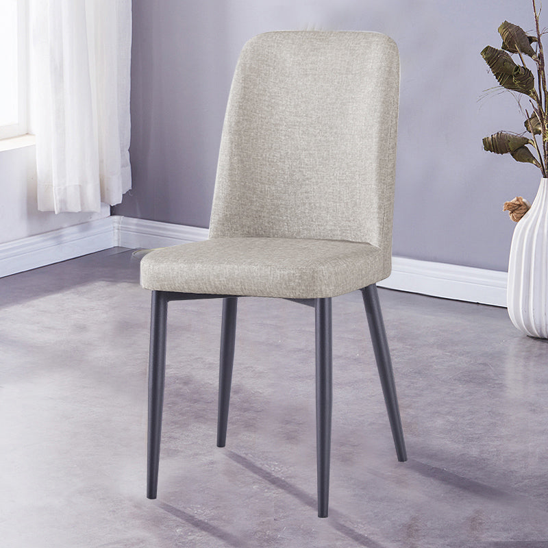 Scandinavian Home Side Chair Upholstered Solid Back Metal Dining Room Chair Grey 1 Piece Black Clearhalo ' kitchen&dining_furn' 'Dining Chairs' 'Dining Tables & Seating' 'dining_chair' 'furn' 'furn_dining_chair' 'Furniture' 'furniture_dining_chair' 'Kitchen & Dining Furniture' 'kitchen' 3740842