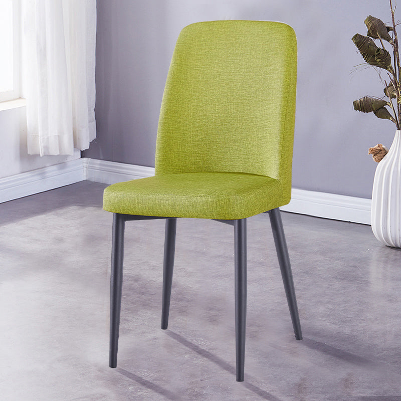 Scandinavian Home Side Chair Upholstered Solid Back Metal Dining Room Chair Green 1 Piece Black Clearhalo ' kitchen&dining_furn' 'Dining Chairs' 'Dining Tables & Seating' 'dining_chair' 'furn' 'furn_dining_chair' 'Furniture' 'furniture_dining_chair' 'Kitchen & Dining Furniture' 'kitchen' 3740848