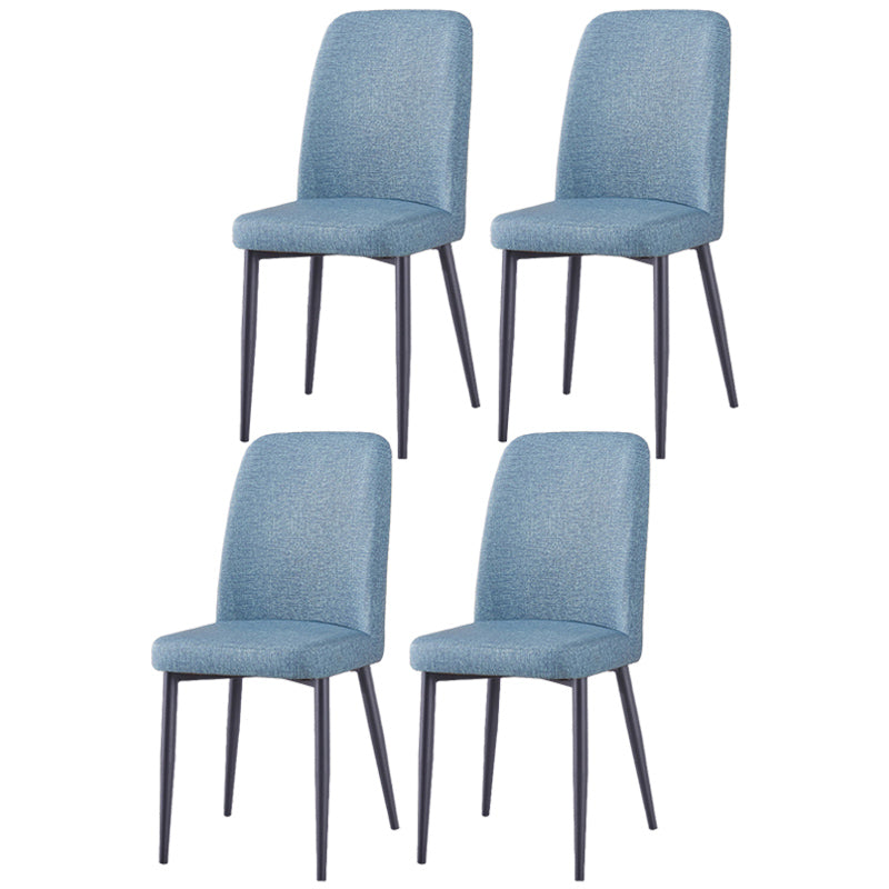 Scandinavian Home Side Chair Upholstered Solid Back Metal Dining Room Chair Blue 4 Piece Set Black Clearhalo ' kitchen&dining_furn' 'Dining Chairs' 'Dining Tables & Seating' 'dining_chair' 'furn' 'furn_dining_chair' 'Furniture' 'furniture_dining_chair' 'Kitchen & Dining Furniture' 'kitchen' 3740853