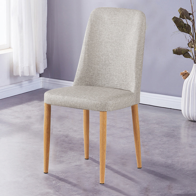 Scandinavian Home Side Chair Upholstered Solid Back Metal Dining Room Chair Grey 1 Piece Natural Wood Clearhalo ' kitchen&dining_furn' 'Dining Chairs' 'Dining Tables & Seating' 'dining_chair' 'furn' 'furn_dining_chair' 'Furniture' 'furniture_dining_chair' 'Kitchen & Dining Furniture' 'kitchen' 3740854