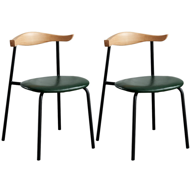 Contemporary Metal Dining Room Chairs Armless Open Back Dining Side Chair for Home Use Green 2 Piece Set Clearhalo ' kitchen&dining_furn' 'Dining Chairs' 'Dining Tables & Seating' 'dining_chair' 'furn' 'furn_dining_chair' 'Furniture' 'furniture_dining_chair' 'Kitchen & Dining Furniture' 'kitchen' 3740860