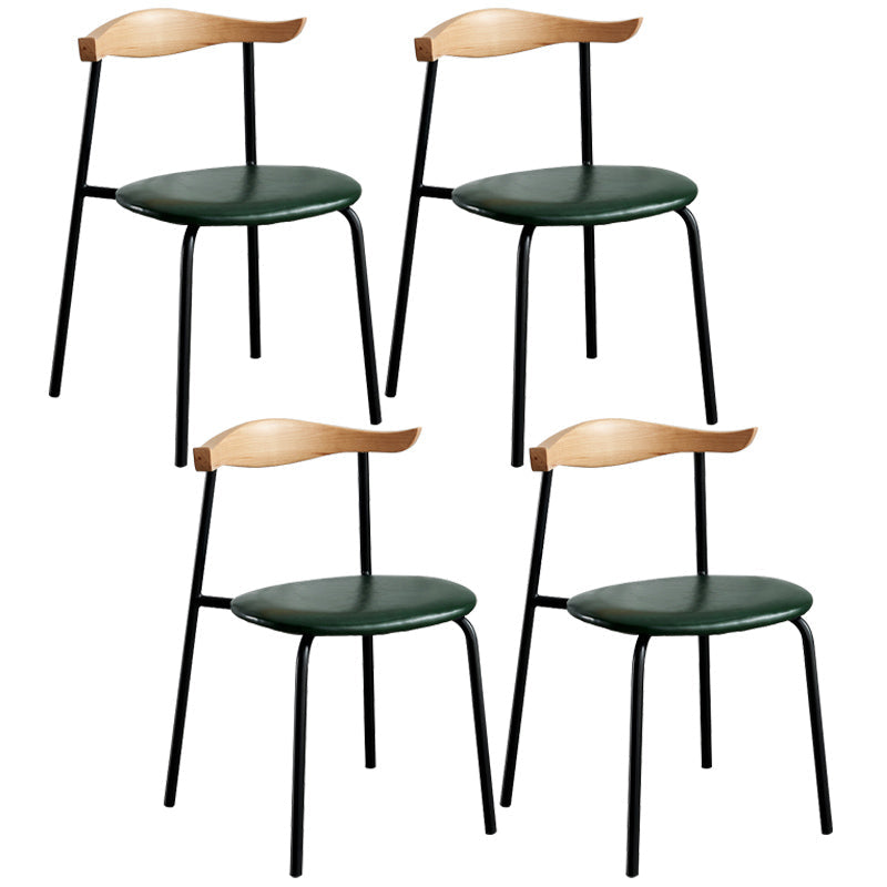 Contemporary Metal Dining Room Chairs Armless Open Back Dining Side Chair for Home Use Green 4 Piece Set Clearhalo ' kitchen&dining_furn' 'Dining Chairs' 'Dining Tables & Seating' 'dining_chair' 'furn' 'furn_dining_chair' 'Furniture' 'furniture_dining_chair' 'Kitchen & Dining Furniture' 'kitchen' 3740862