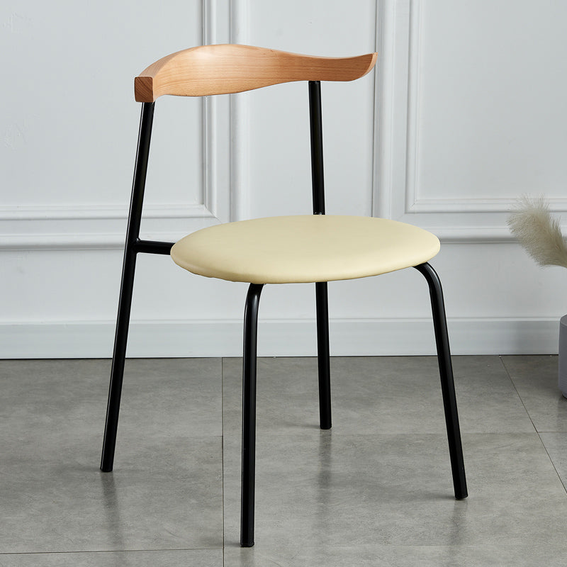 Contemporary Metal Dining Room Chairs Armless Open Back Dining Side Chair for Home Use Khaki 1 Piece Clearhalo ' kitchen&dining_furn' 'Dining Chairs' 'Dining Tables & Seating' 'dining_chair' 'furn' 'furn_dining_chair' 'Furniture' 'furniture_dining_chair' 'Kitchen & Dining Furniture' 'kitchen' 3740869