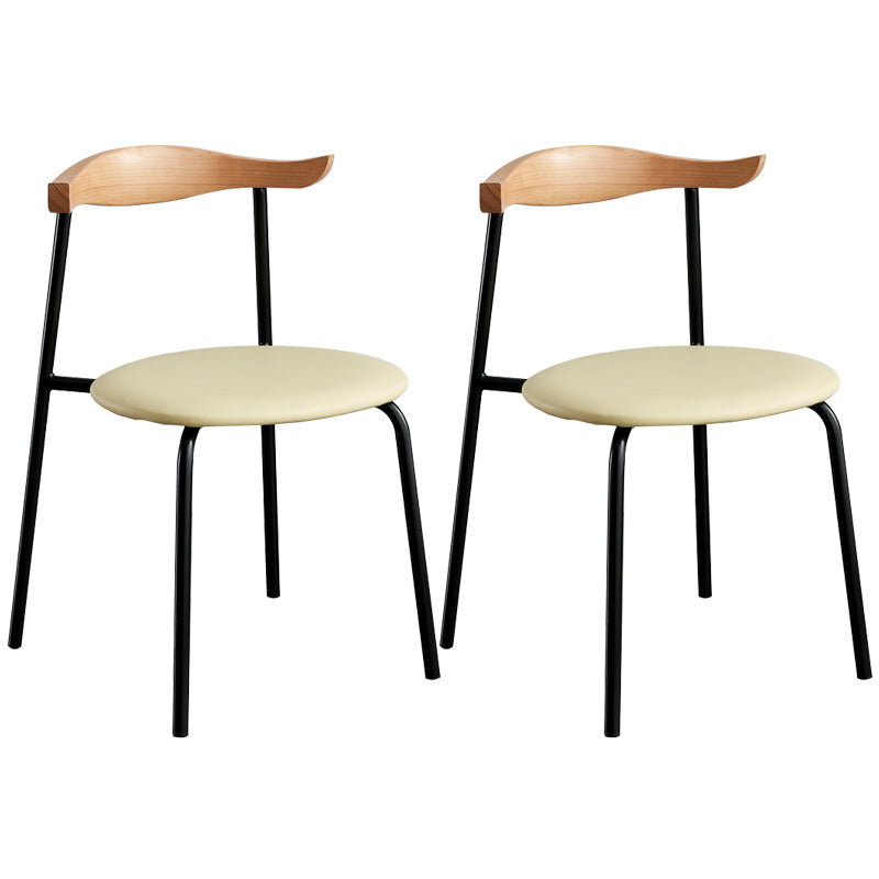 Contemporary Metal Dining Room Chairs Armless Open Back Dining Side Chair for Home Use Khaki 2 Piece Set Clearhalo ' kitchen&dining_furn' 'Dining Chairs' 'Dining Tables & Seating' 'dining_chair' 'furn' 'furn_dining_chair' 'Furniture' 'furniture_dining_chair' 'Kitchen & Dining Furniture' 'kitchen' 3740871