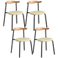 Contemporary Metal Dining Room Chairs Armless Open Back Dining Side Chair for Home Use Khaki 4 Piece Set Clearhalo ' kitchen&dining_furn' 'Dining Chairs' 'Dining Tables & Seating' 'dining_chair' 'furn' 'furn_dining_chair' 'Furniture' 'furniture_dining_chair' 'Kitchen & Dining Furniture' 'kitchen' 3740873