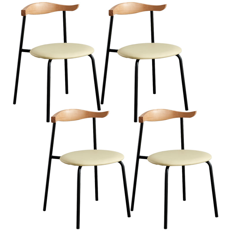 Contemporary Metal Dining Room Chairs Armless Open Back Dining Side Chair for Home Use Khaki 4 Piece Set Clearhalo ' kitchen&dining_furn' 'Dining Chairs' 'Dining Tables & Seating' 'dining_chair' 'furn' 'furn_dining_chair' 'Furniture' 'furniture_dining_chair' 'Kitchen & Dining Furniture' 'kitchen' 3740873