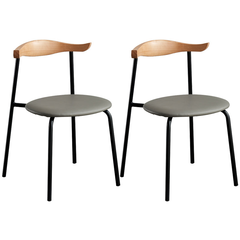 Contemporary Metal Dining Room Chairs Armless Open Back Dining Side Chair for Home Use Grey 2 Piece Set Clearhalo ' kitchen&dining_furn' 'Dining Chairs' 'Dining Tables & Seating' 'dining_chair' 'furn' 'furn_dining_chair' 'Furniture' 'furniture_dining_chair' 'Kitchen & Dining Furniture' 'kitchen' 3740878