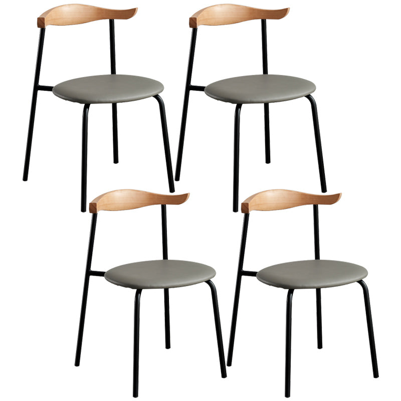 Contemporary Metal Dining Room Chairs Armless Open Back Dining Side Chair for Home Use Grey 4 Piece Set Clearhalo ' kitchen&dining_furn' 'Dining Chairs' 'Dining Tables & Seating' 'dining_chair' 'furn' 'furn_dining_chair' 'Furniture' 'furniture_dining_chair' 'Kitchen & Dining Furniture' 'kitchen' 3740879