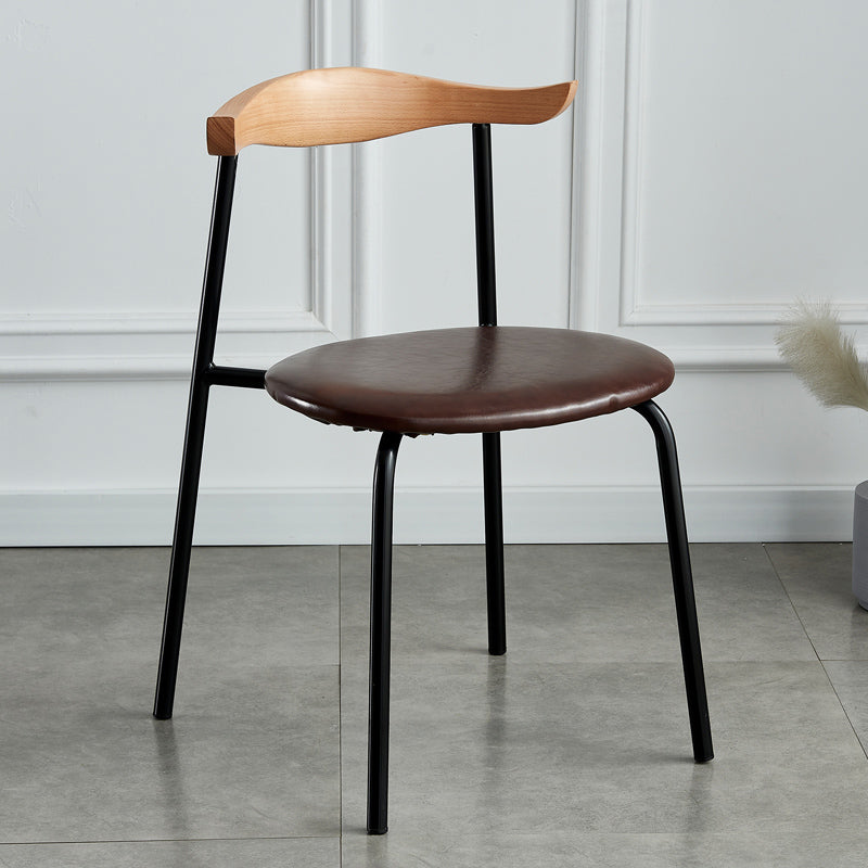 Contemporary Metal Dining Room Chairs Armless Open Back Dining Side Chair for Home Use Red Brown 1 Piece Clearhalo ' kitchen&dining_furn' 'Dining Chairs' 'Dining Tables & Seating' 'dining_chair' 'furn' 'furn_dining_chair' 'Furniture' 'furniture_dining_chair' 'Kitchen & Dining Furniture' 'kitchen' 3740880