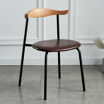 Contemporary Metal Dining Room Chairs Armless Open Back Dining Side Chair for Home Use Red Brown 1 Piece Clearhalo ' kitchen&dining_furn' 'Dining Chairs' 'Dining Tables & Seating' 'dining_chair' 'furn' 'furn_dining_chair' 'Furniture' 'furniture_dining_chair' 'Kitchen & Dining Furniture' 'kitchen' 3740880